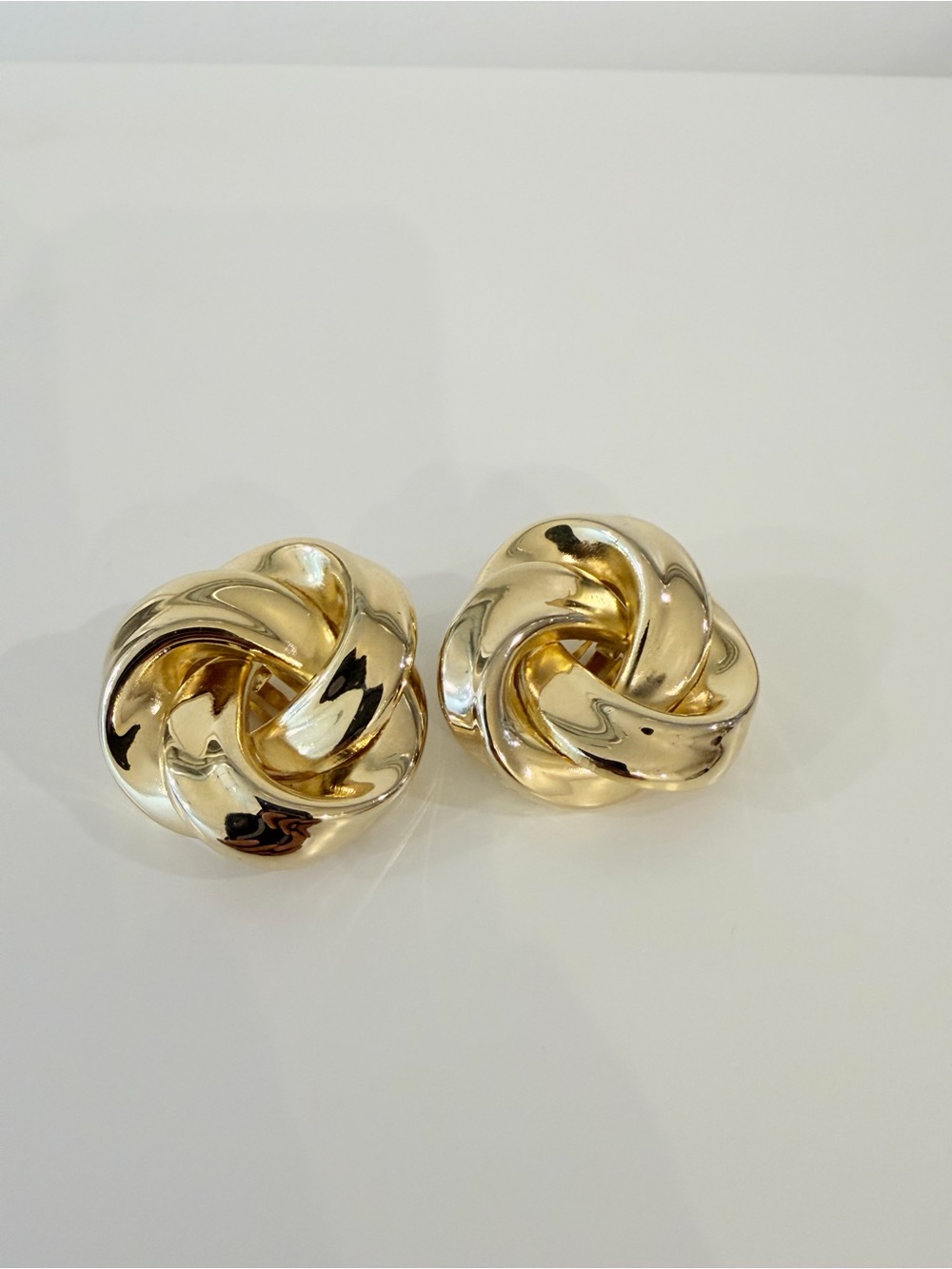 Vintage Jumbo Gold-Tone Runway Statement Knot Clip-On Earrings